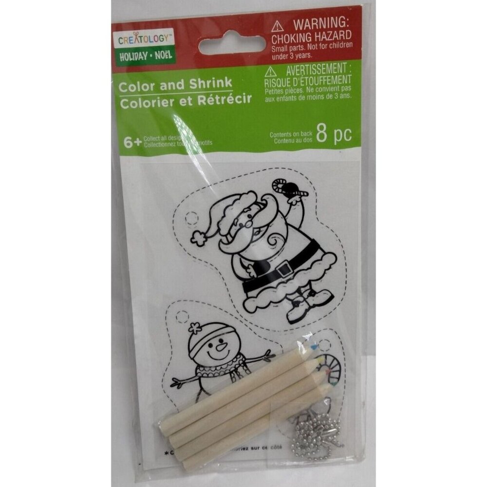 Creatology Color and Shrink Christmas Santa Snowman Candy Cane